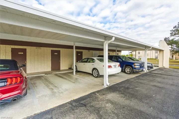 View of covered parking lot