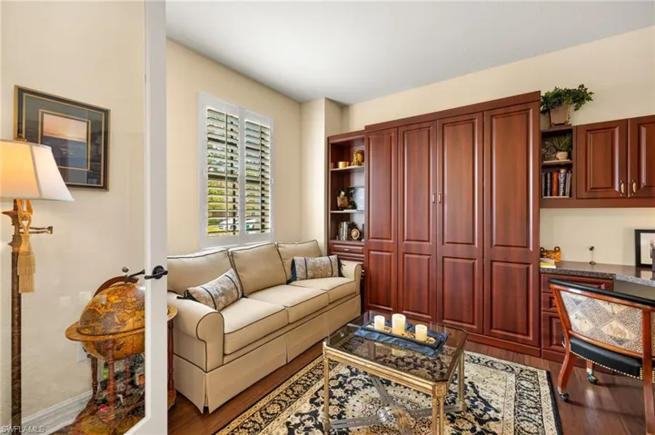 Living area with wood finished floors