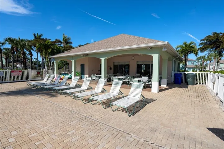 View of patio with ceiling fan