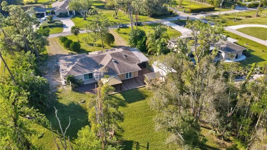 Birds eye view looking at the rear of the home