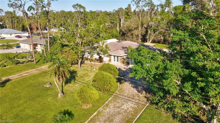 Aerial view from the street with circular driveway