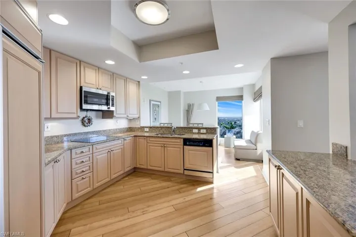 Plenty of prep area and natural light; this kitchen is both functional and inviting.