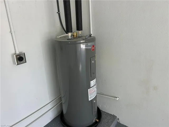 Utility room with electric water heater