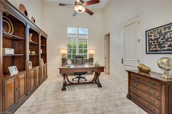 This guest bedroom was used as an office, but could easily become a full, ensuite guest bedroom, as it has a large, walk-in closet and bath.