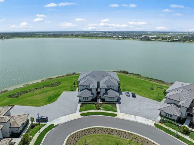 Aerial view of a large body of water