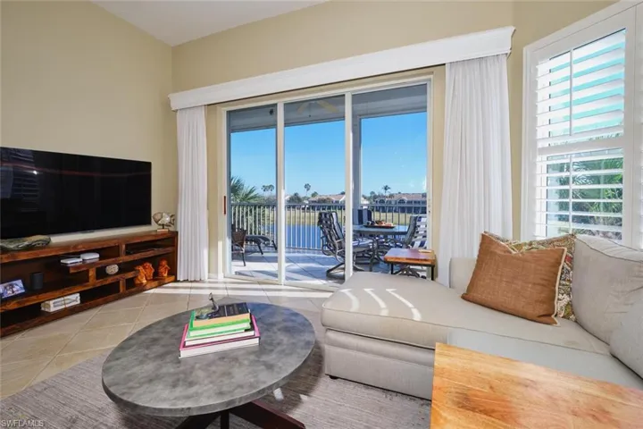 Living room featuring tile patterned flooring