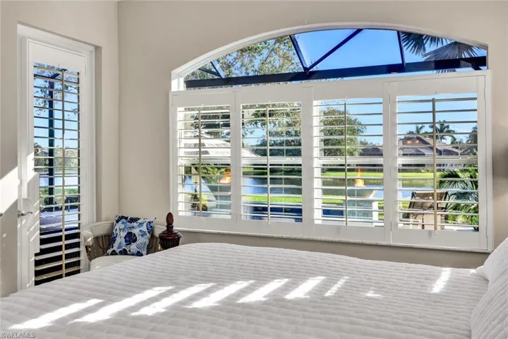 Bedroom with a water view