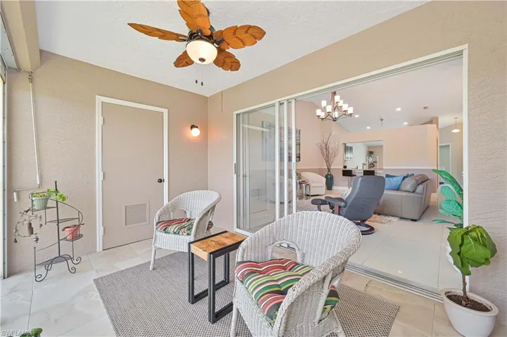View of patio / terrace with visible vents, a ceiling fan, and an outdoor hangout area