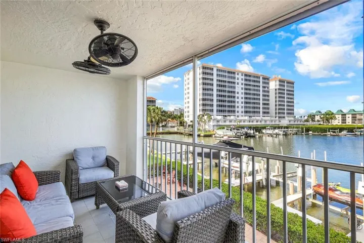 Balcony with a water view