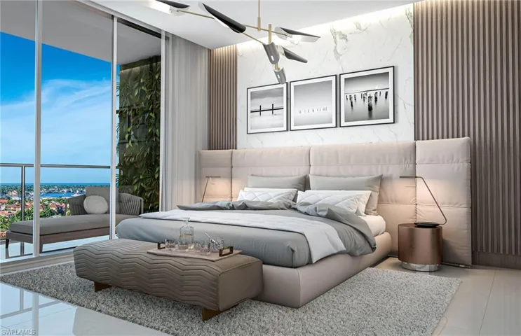 Owner's Bedroom featuring private terrace, floor to ceiling windows and tile flooring
