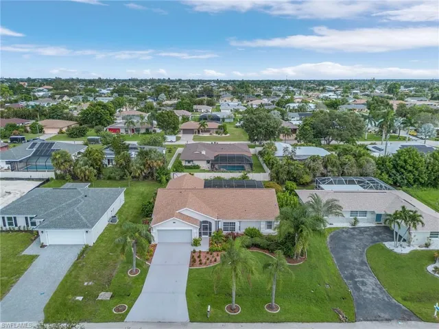 Aerial perspective of suburban area