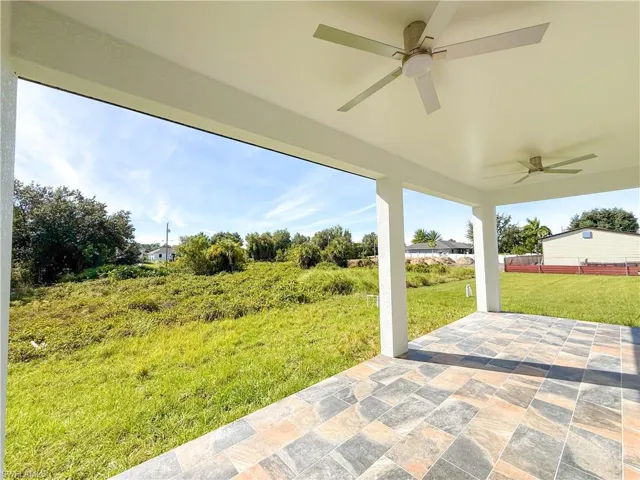 View of patio / terrace featuring ceiling fan