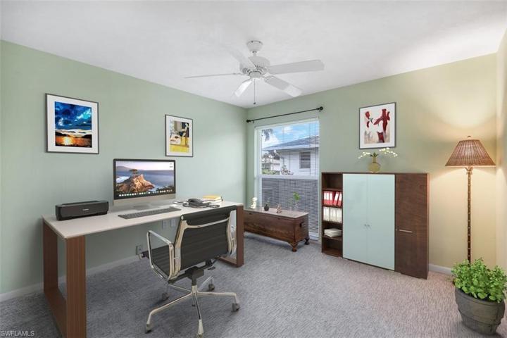 Virtually staged 3rd bedroom as a den