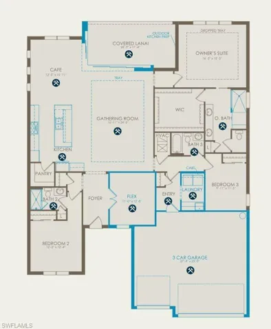 Floor plan with structural options selected