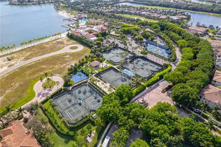 drone aerial of outdoor sports courts