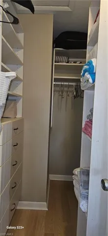 Spacious closet with wood finished floors