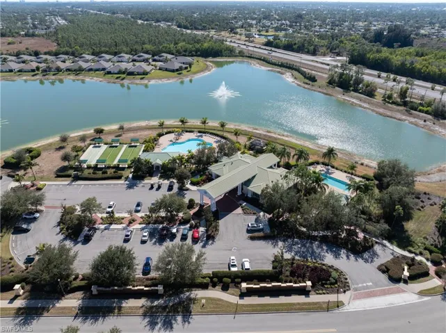 Bird's eye view of one of the many community lakes