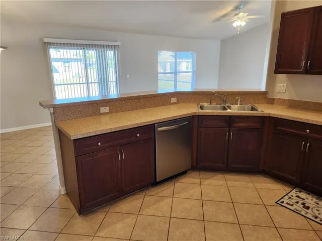 Kitchen toward living room area