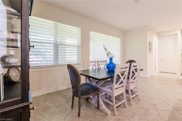 View of tiled dining space