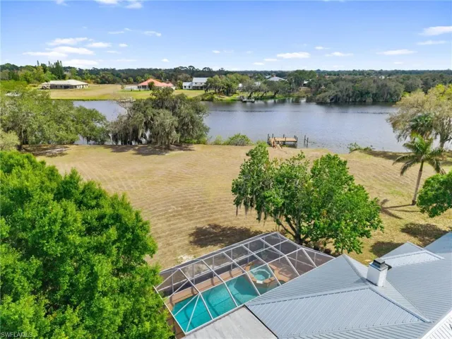 Water view with a dock