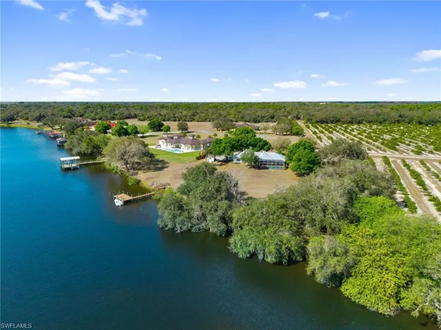 Aerial view of a large body of water