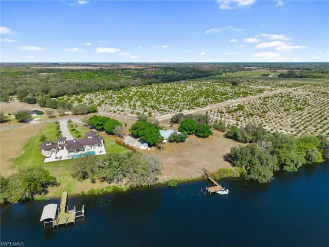 Overview of rural landscape featuring a large body of water