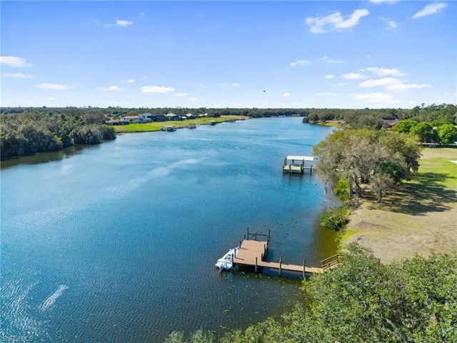 Water view with a boat dock