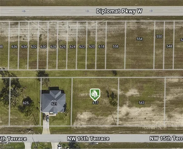 Aerial photo showing the location and size of lot