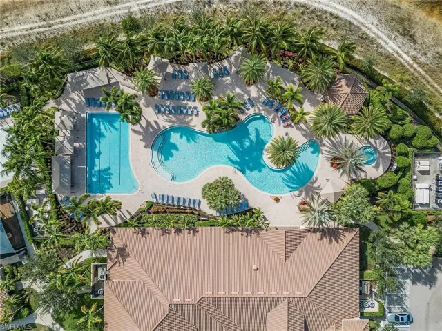 Aerial view of a pool