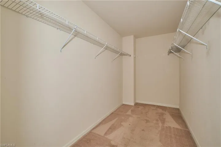 Walk in closet with light carpet