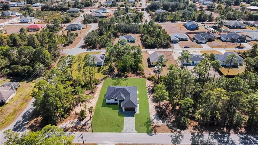 Aerial perspective of suburban area