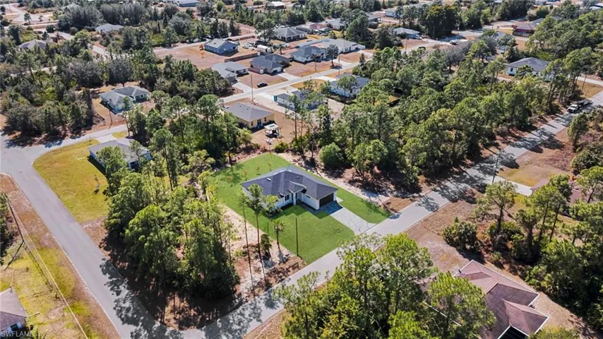Aerial perspective of suburban area
