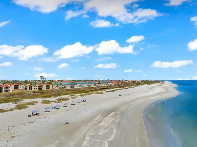 Bird's eye view of waterfront with a beach