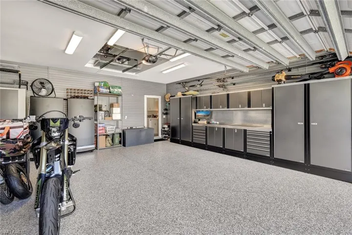 Slat wall organizational system, epoxy floors