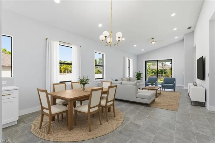 Dining and living area digitally staged