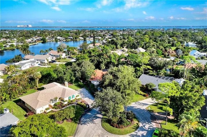 A view that depicts larger, vegetated homesites