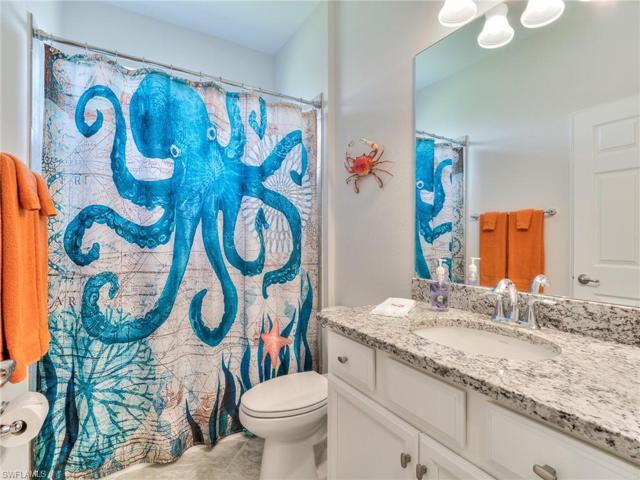 The guest bath is ideally located between both guest bedrooms