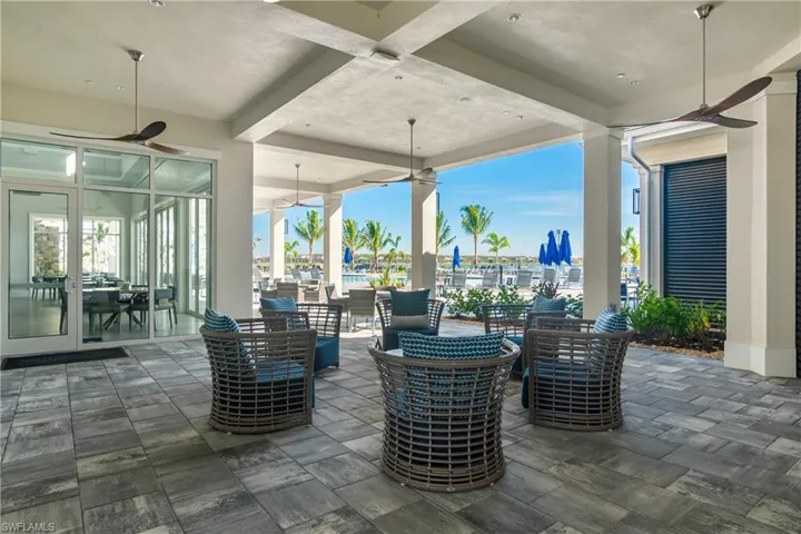 View of patio / terrace featuring ceiling fan and outdoor dining area