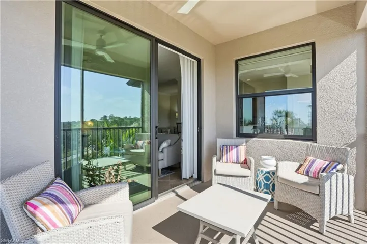 Balcony with a ceiling fan