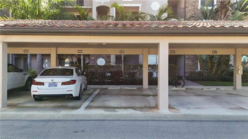 View of covered parking lot