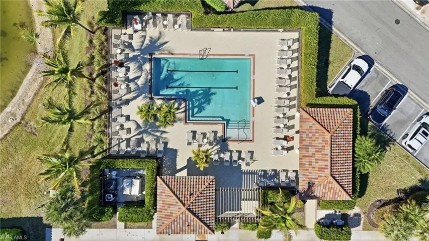 Aerial view of a pool area
