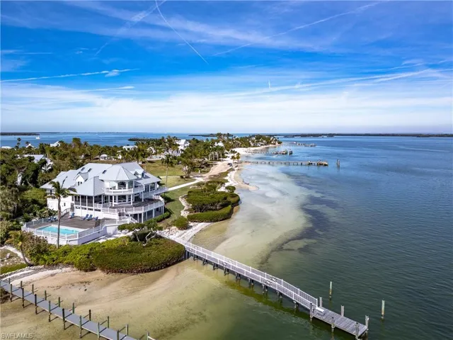 Aerial view, pool and dock