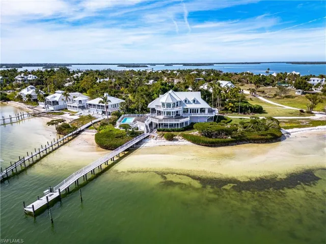 Aerial view, dock and pool