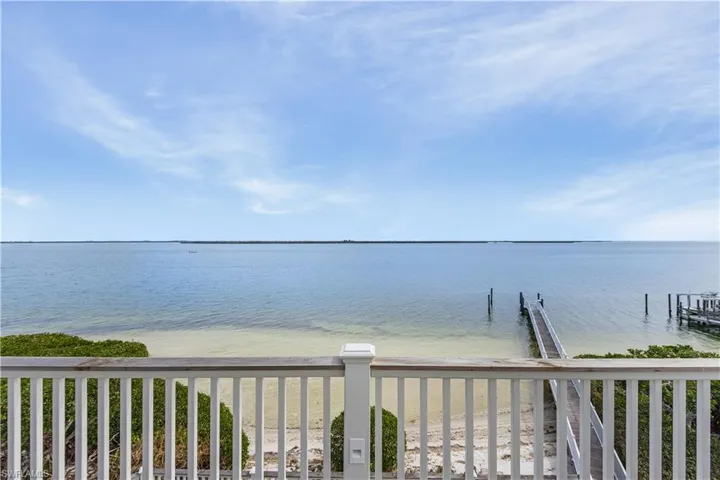 Water view with a dock