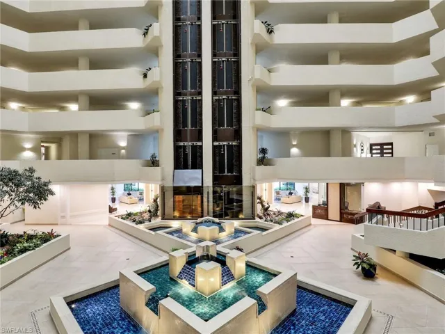 New elevators in the expansive and redecorated lobby.