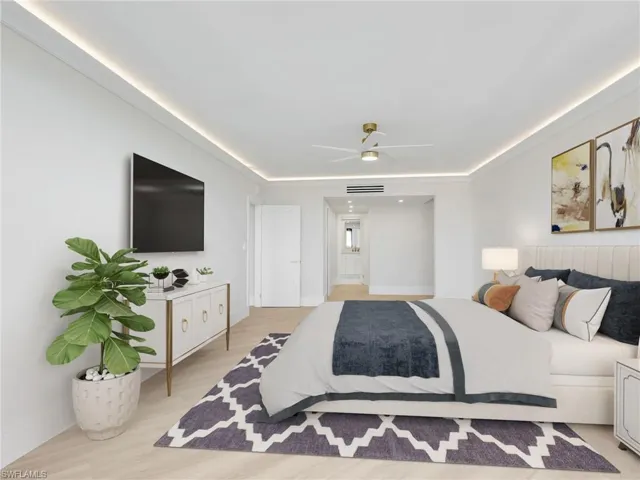 Primary Suite is 25'x14' with ample room for a sitting area to enjoy your favorite book, take up painting or a yoga/exercise equipment.  Customized His and her's walk in closets and a spa bathroom set up.