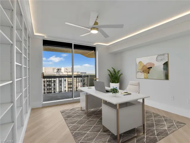 Bedroom 2 is used as a den, full customized closet and sliders leading out to Gulf views.