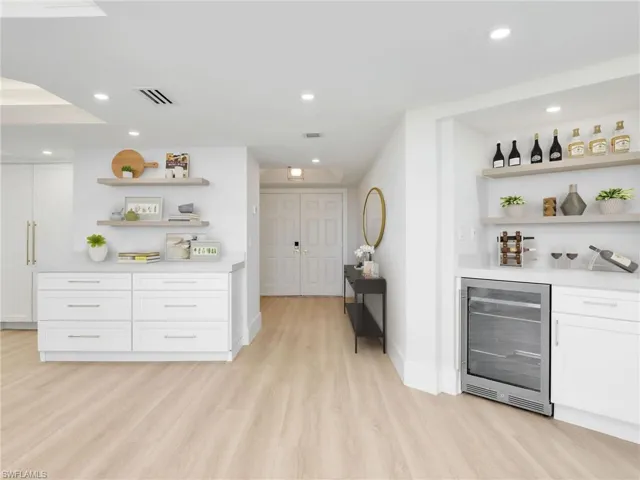 Wine bar with cooler and storage perfect for entertaining.