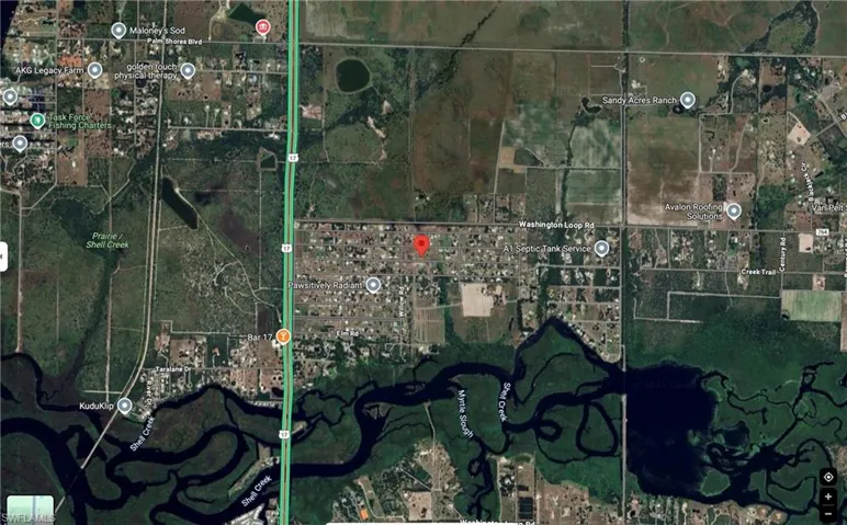 Aerial map of property and surrounding area
