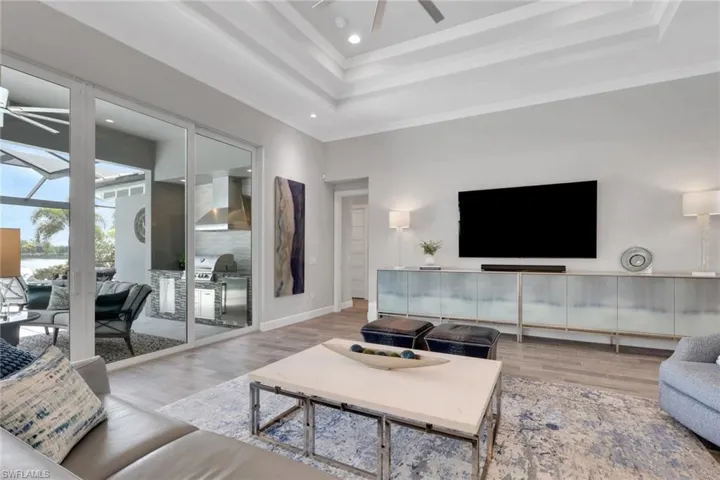 Living room with 10 ft sliders to lanai